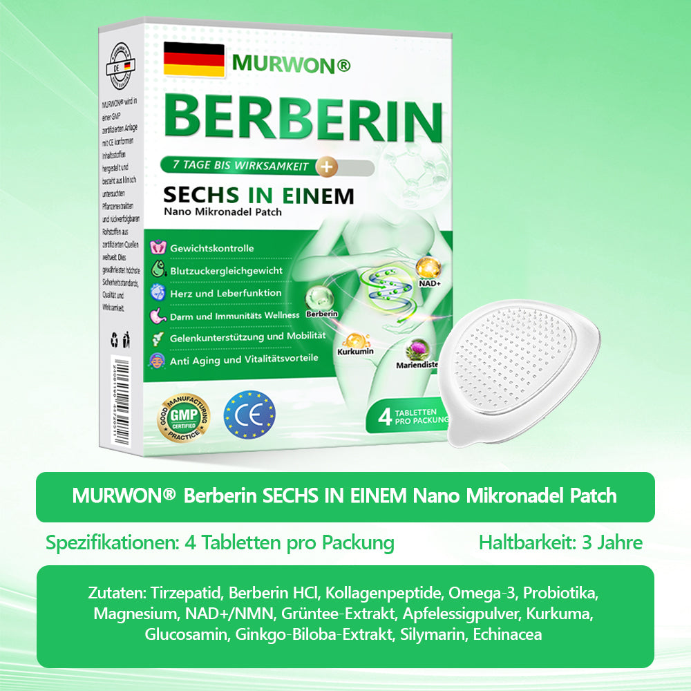 30 % zusätzlicher Rabatt auf reduzierte Artikel! | Offizieller Shop | Murwon® 6-in-1 Nano-Mikronadel-Patch Fit & Vital mit NAD+ und Berberin (einmal täglich, sichtbare Veränderungen in 7 Tagen)