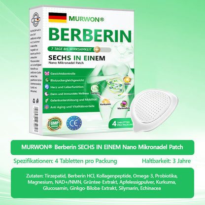 30 % zusätzlicher Rabatt auf reduzierte Artikel! | Offizieller Shop | Murwon® 6-in-1 Nano-Mikronadel-Patch Fit & Vital mit NAD+ und Berberin (einmal täglich, sichtbare Veränderungen in 7 Tagen)
